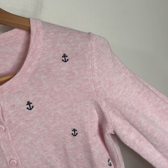 Tommy Hilfiger Light Pink Cardigan Navy Scattered Anchors print Size S - Picture 5 of 11